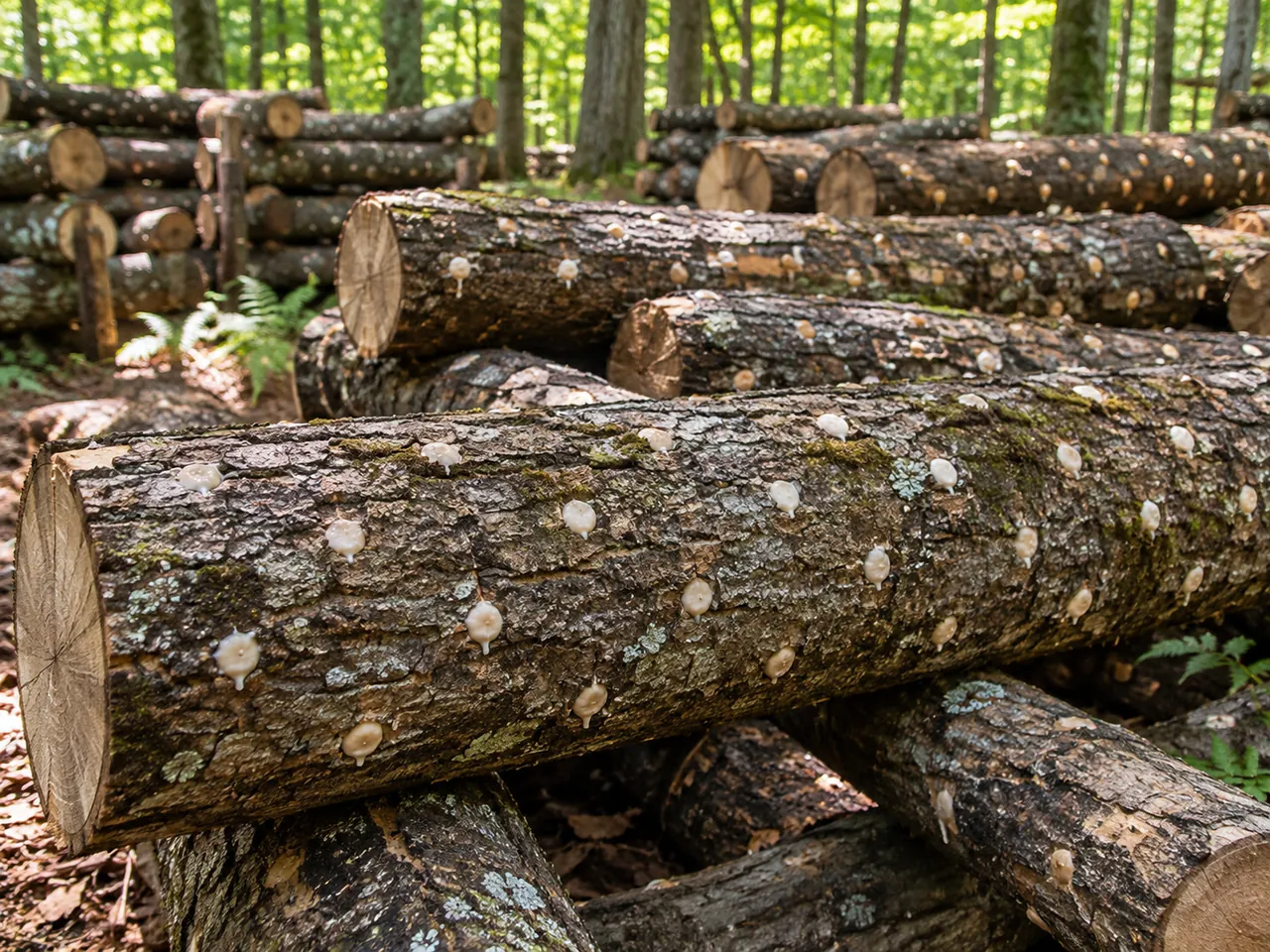 Wax-sealed inoculation points in hardwood mushroom bolts